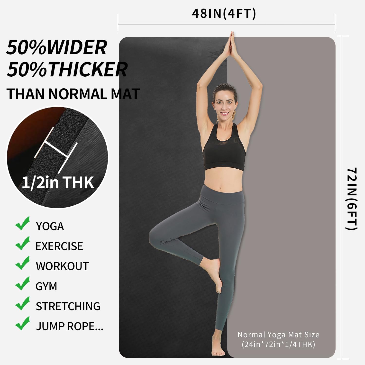 Extra Thick TPE Yoga Mat 6'x4' - Thick Yoga Mat recensione e prezzo