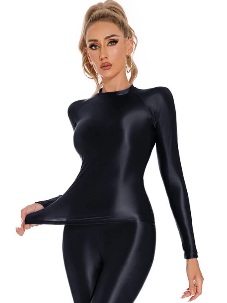 Glossy Shiny Elasitc Long Slee - Yoga Fitness Fit Club recensione e prezzo