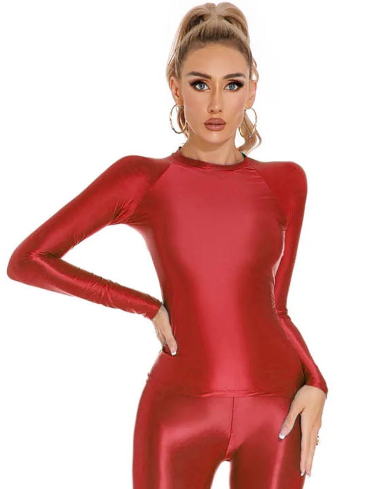 Glossy Shiny Elasitc Long Slee - Yoga Fitness Fit Club recensione e prezzo