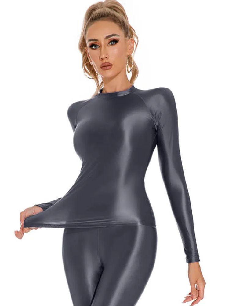 Glossy Shiny Elasitc Long Slee - Yoga Fitness Fit Club recensione e prezzo