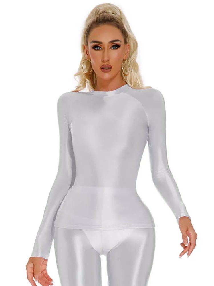 Glossy Shiny Elasitc Long Slee - Yoga Fitness Fit Club recensione e prezzo
